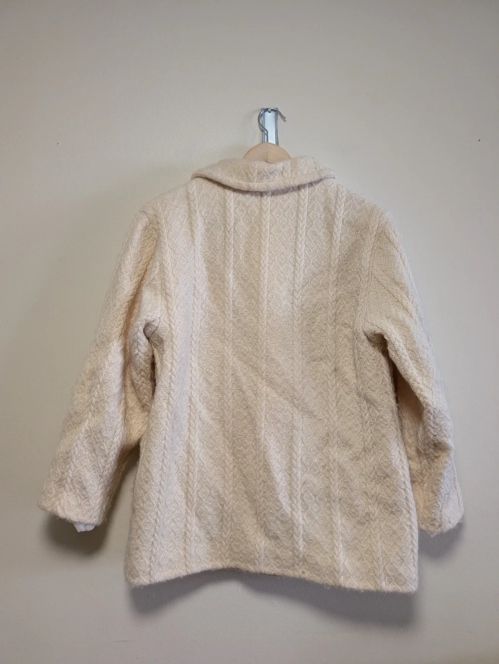 Boyne Valley Weavers Wool Coat Ireland Cream Double Breasted M